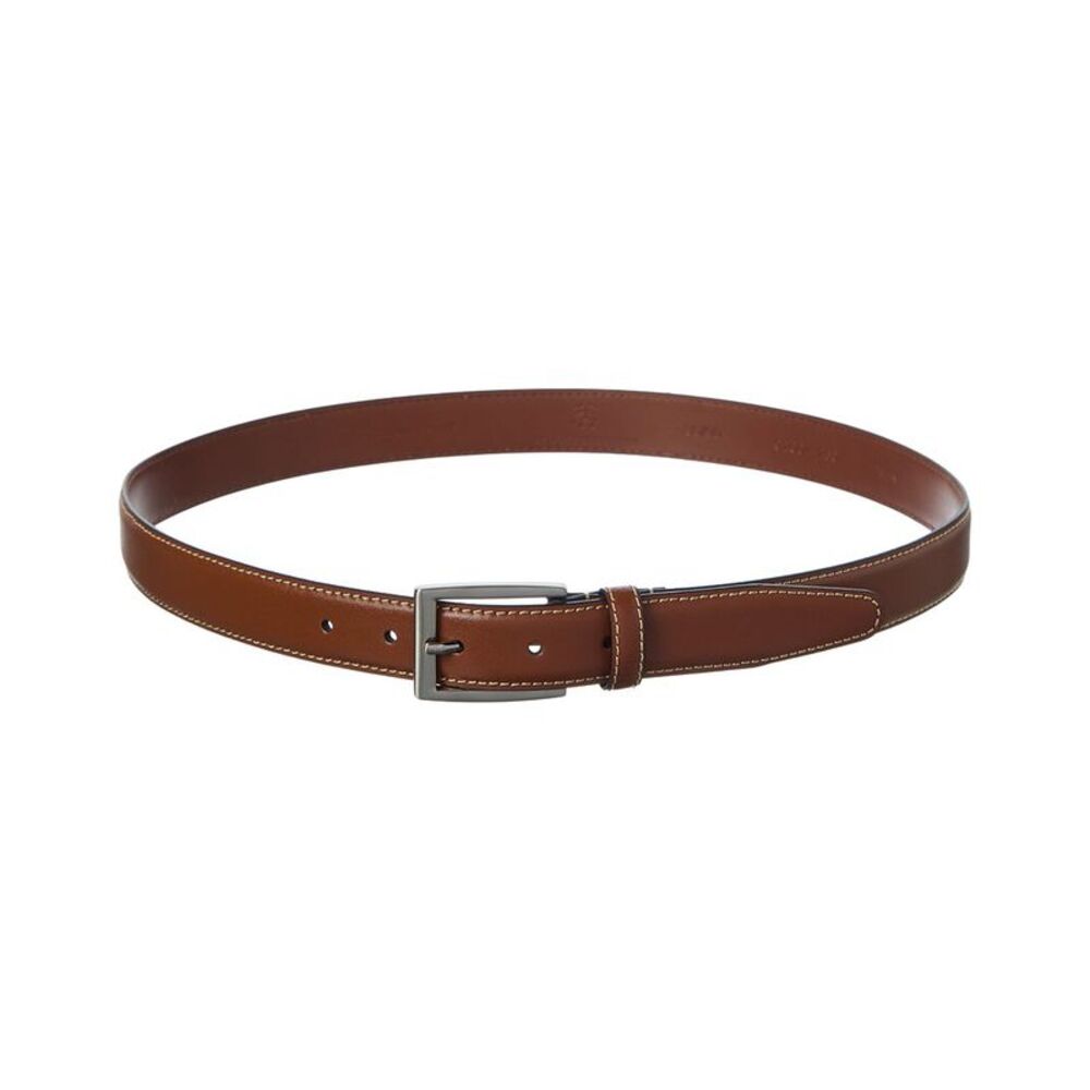 Brooks Brothers Feather Edge Textured Leather Belt, Brown